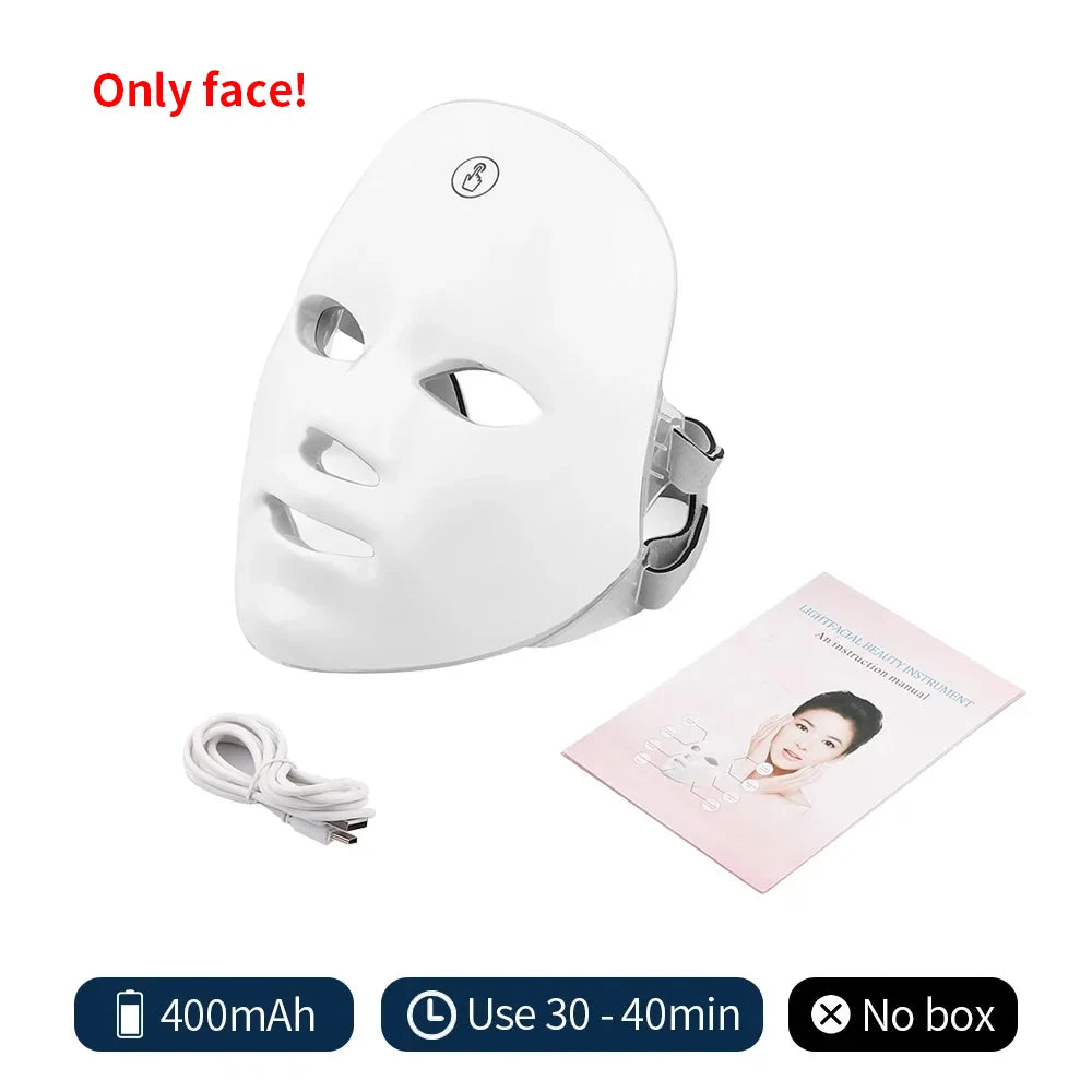Mascarilla LED Inalámbrica de 7 Colores – Terapia de Fotones Antienvejecimiento y Reafirmante