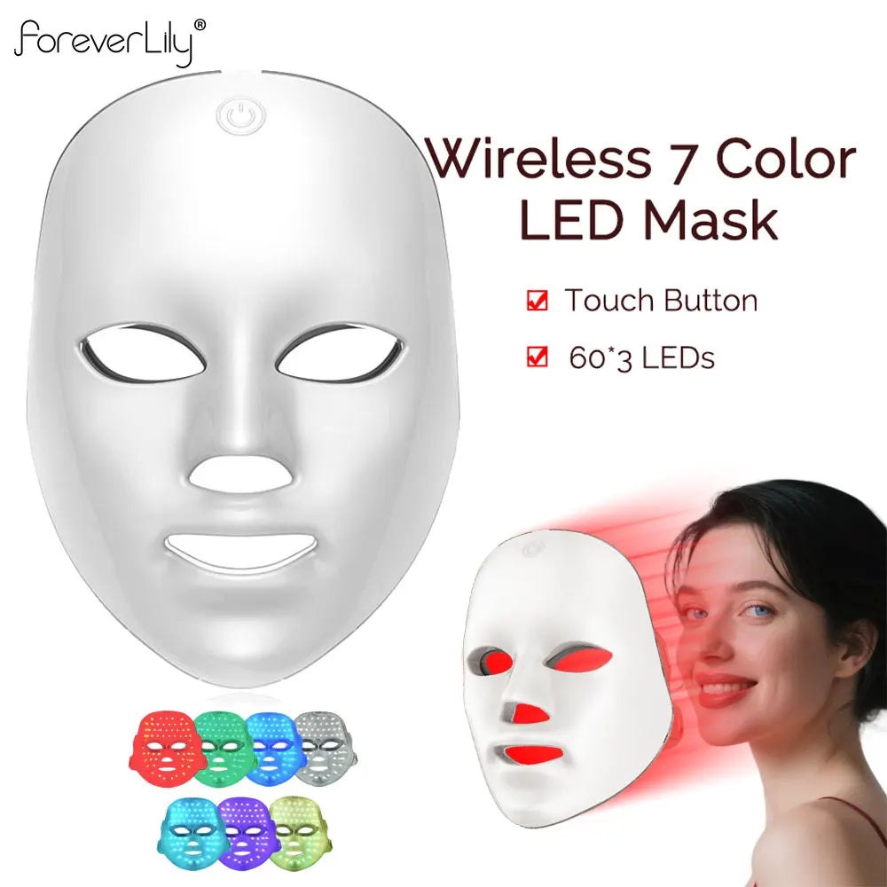 Mascarilla LED Inalámbrica de 7 Colores – Terapia de Fotones Antienvejecimiento y Reafirmante