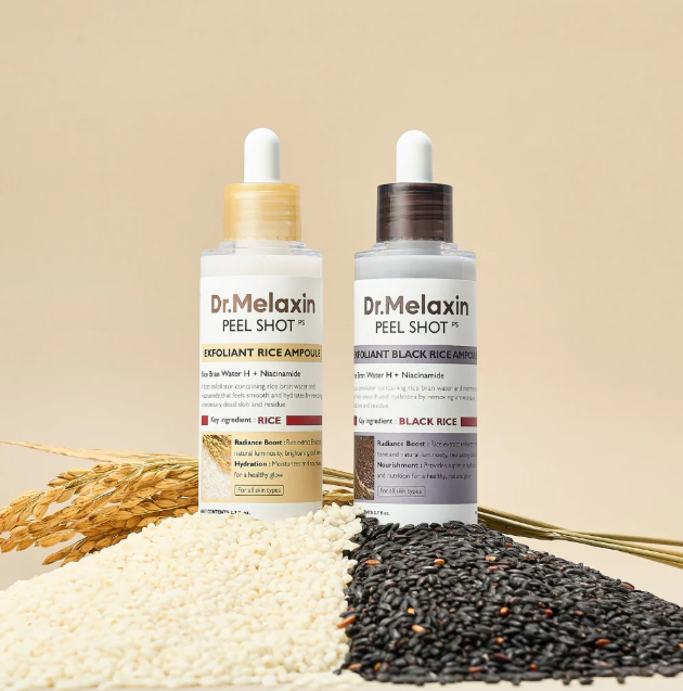 Dr.Melaxin Peel Shot – Dúo de Ampollas de Arroz Blanco y Negro